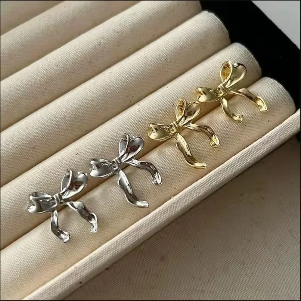 Elegant Silver Bow Earrings